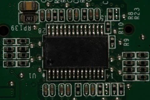 Circuit board for computing hardware. Circuit board with cpu data. Circuit bo Stock Photos