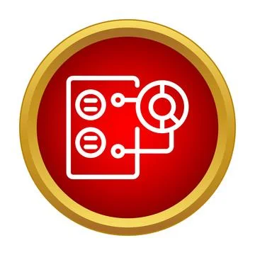 Circuit board connecting data analysis components button Illustrazione stock