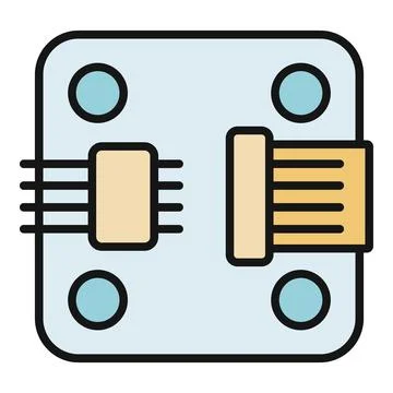 Circuit board connecting microchips and electronic components Stockillustratie