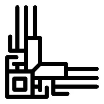 Circuit board corner element representing technology and electronics 库存插图