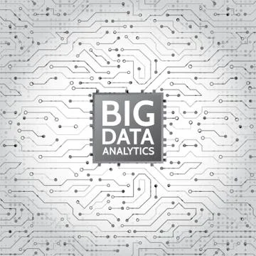 Circuit board cpu analysis of Information. Illustrazione stock