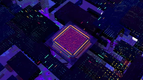 Circuit board with a CPU of central computer processors Stock Footage 241861407