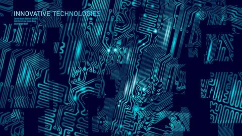 Circuit board cpu microchip abstract high hi tech electric background. Blue Stock Illustration