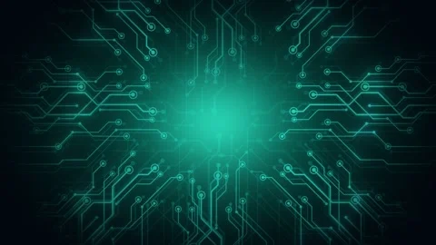Circuit Board CPU Processor with Shining Electrons, Artificial Intelligence.. Stock Footage 317829105