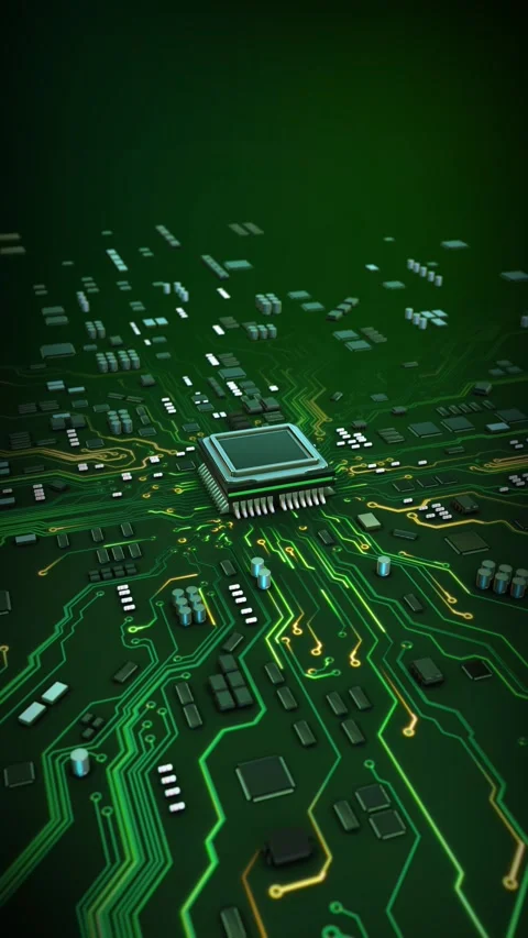Circuit Board CPU Processor Starting Process Information Computing, Processing B Stock Footage 341903252