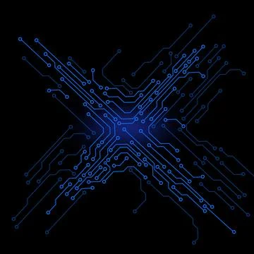 Circuit Board Cross Digital Sharing Concept Infographic Vector Background Stock Illustration