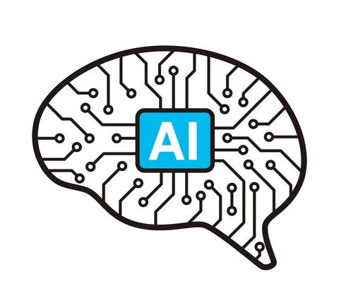 Circuit board in the Cyborg brain, Artificial intelligence of digital human.  Stock Illustration