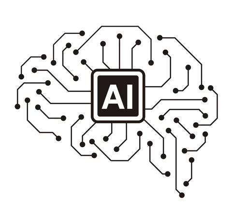 Circuit board in the Cyborg brain, Artificial intelligence of digital human.  Stock Illustration