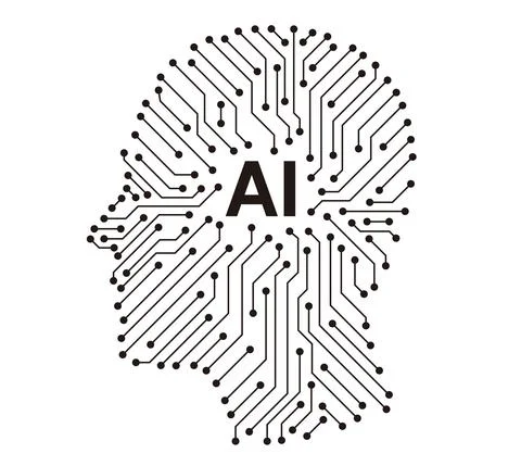 Circuit board in the Cyborg head, Artificial intelligence of digital human. v Stock-Illustration