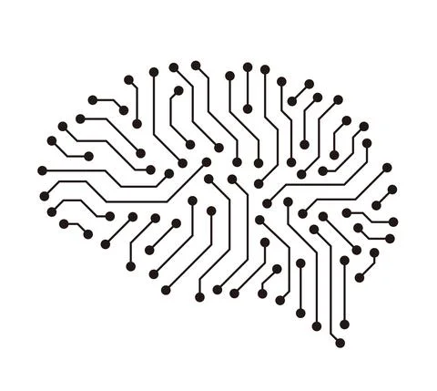 Circuit board in the Cyborg head, Artificial intelligence of digital human. v Stock-Illustration