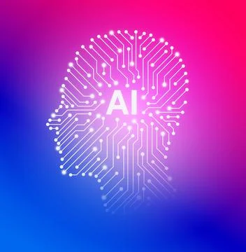 Circuit board in the Cyborg head, Artificial intelligence of digital human. 스톡 일러스트