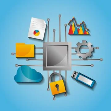 Circuit board data process protection backup document file Stock Illustration