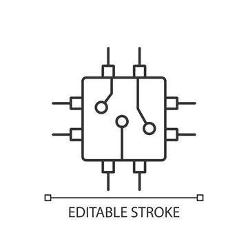 Circuit board design linear icon Stock Illustration