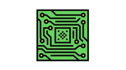 Circuit board design research development color icon animation Stock Footage 326115902
