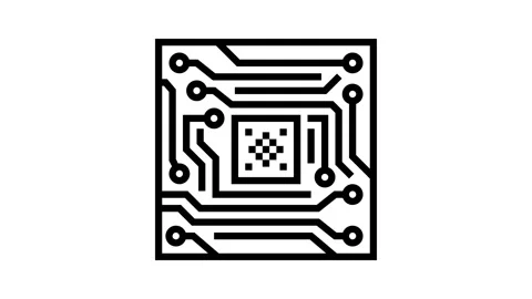 Circuit board design research development line icon animation Stock Footage 326123157