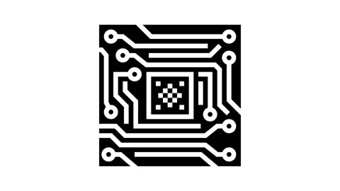Circuit board design research development glyph icon animation Stock Footage 326142080