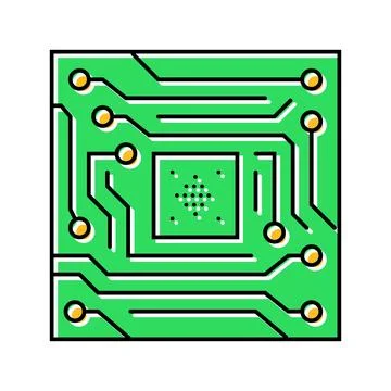 Circuit board design research development color icon vector illustration Illustrazione stock
