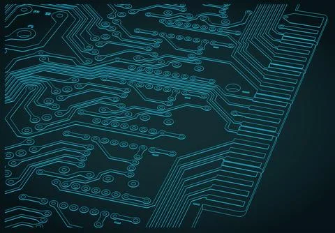 Circuit board drawing close up Stock Illustration