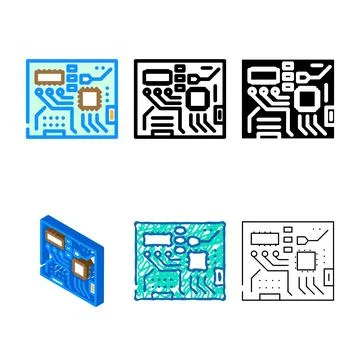 Circuit board electrical engineer color simplified icon vector Illustrazione stock