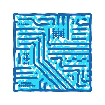 Circuit board electrical engineer icon doodle illustration Stockillustratie