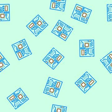 Circuit board electrical engineer vector seamless pattern Illustrazione stock