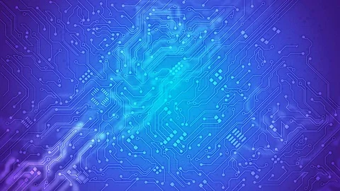 Circuit Board with electricity motion graphic blue Stock Footage 99715377