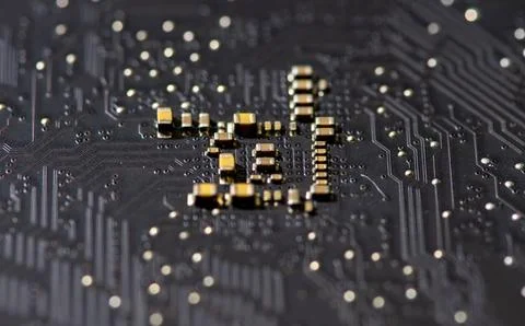 Circuit board with electronic components. Circuit board in macro background.. Stock Photos