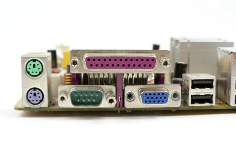 Circuit board with electronic components close up Stock Photos