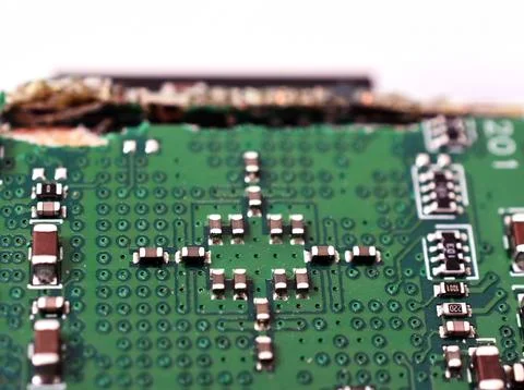 Circuit board with electronic components close up image , technology concept Stock Photos