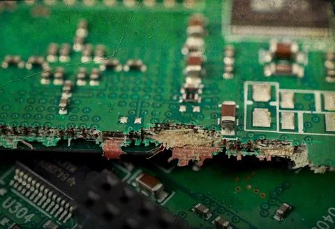 Circuit board with electronic components close up image , technology concept Foto stock