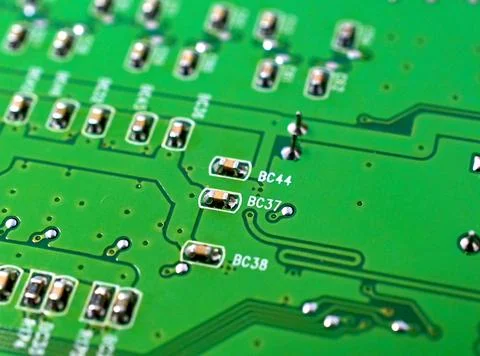Circuit board with electronic components close up image , technology concept Stock Photos
