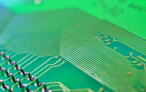 Circuit board with electronic components close up image , technology concept Stock Photos