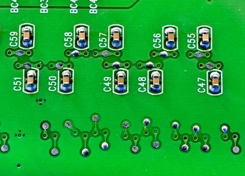 Circuit board with electronic components close up image , technology concept Stock Photos