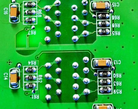Circuit board with electronic components close up image , technology concept Foto stock