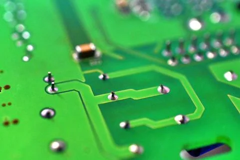 Circuit board with electronic components close up image , technology concept Foto stock