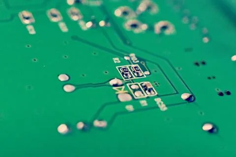 Circuit board with electronic components close up image , technology concept Stock Photos