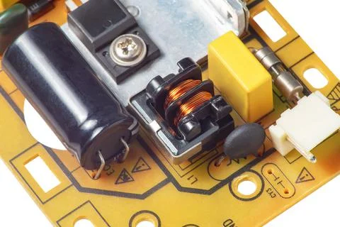 Circuit board with electronic components Stock Photos