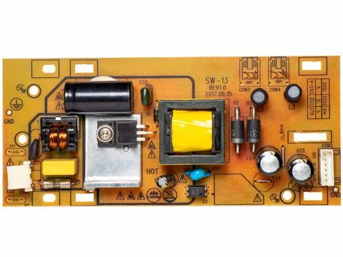 Circuit board with electronic components Stock-Fotos
