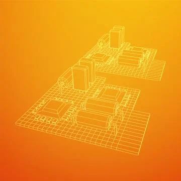 Circuit board. Electronic computer components motherboard. Stock Illustration