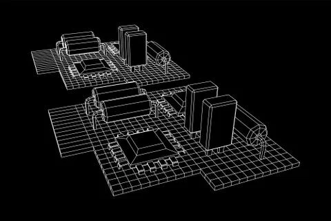 Circuit board. Electronic computer components motherboard. Stock Illustration