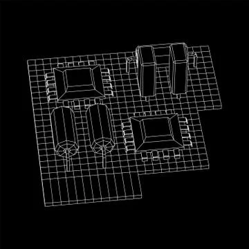 Circuit board. Electronic computer components motherboard. イラスト素材