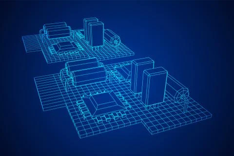 Circuit board. Electronic computer components motherboard. Stock Illustration