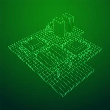 Circuit board. Electronic computer components motherboard. イラスト素材