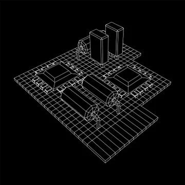Circuit board. Electronic computer components motherboard. Stock Illustration