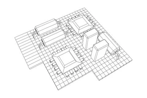 Circuit board. Electronic computer components motherboard. イラスト素材