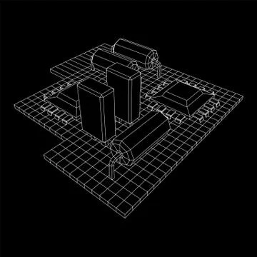 Circuit board. Electronic computer components motherboard. イラスト素材