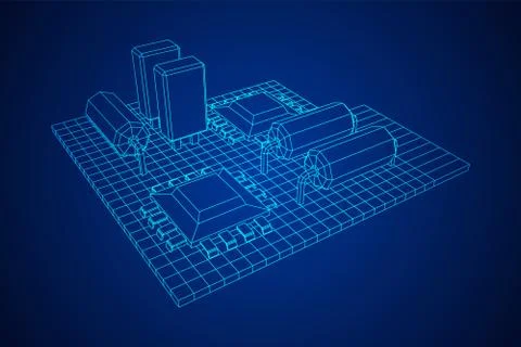 Circuit board. Electronic computer components motherboard. イラスト素材