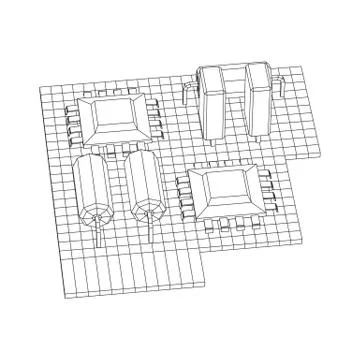 Circuit board. Electronic computer components motherboard. イラスト素材