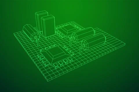 Circuit board. Electronic computer components motherboard. イラスト素材