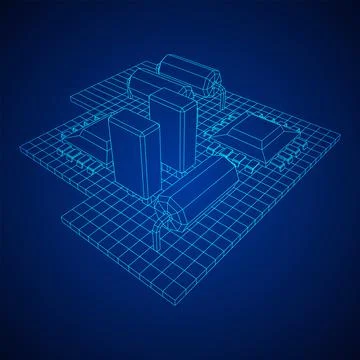 Circuit board. Electronic computer components motherboard. イラスト素材